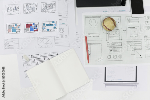 Startup Business Website Content Design Layout on Paper