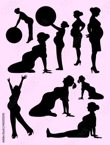 Beautiful woman pregnant silhouette. Good use for symbol, logo, web icon, mascot, sign, or any design you want.