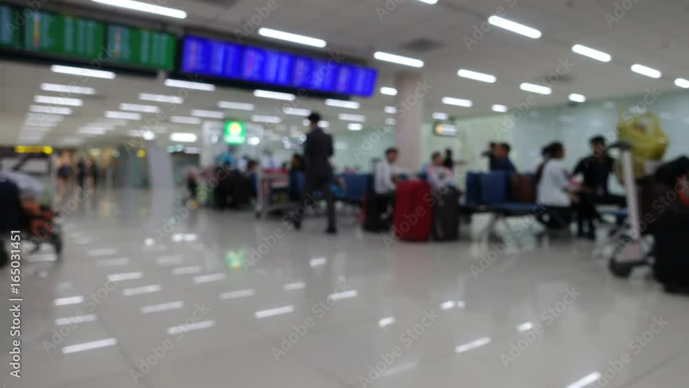 Time Lapse. Passenger, traveler moving and walking in Airport terminal hall, travel journey concept, blur abstract background Time Lapse. Passenger, traveler moving and walking in Airport terminal hall, travel journey concept, blur abstract background
