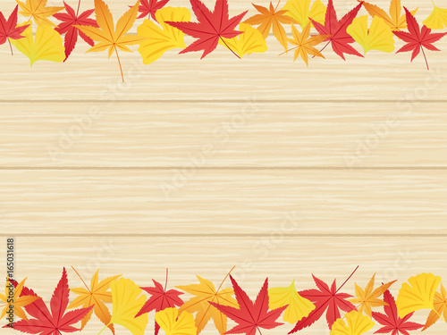 もみじとイチョウのフレーム素材