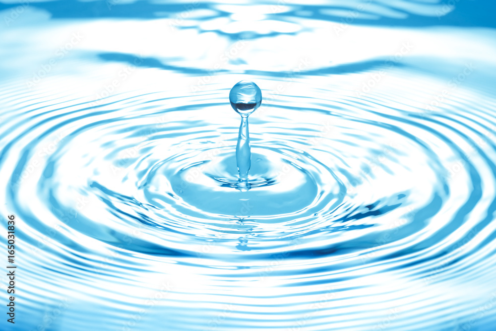 Water splashing droplets with ripples, abstract blue waves Water splashing droplets with ripples, abstract blue waves