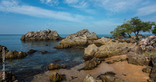 Large rocks in the sea near the coast on sunny day, Chanthaburi , THAILAND. © suwapol1956
