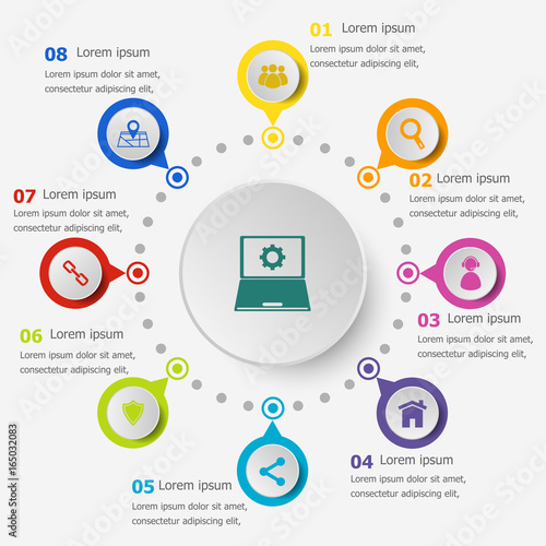 Infographic template with SEO icons