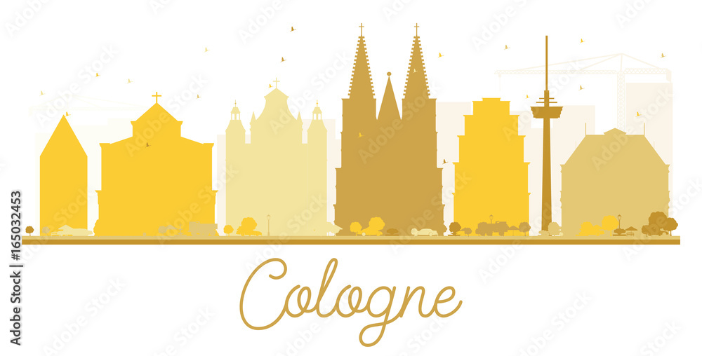 Cologne City skyline golden silhouette.