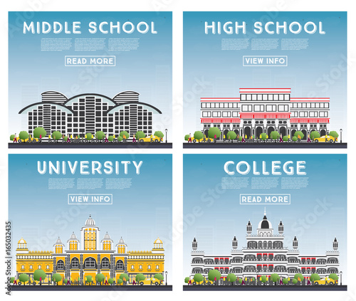 Set of University, High School and College Study Banners.