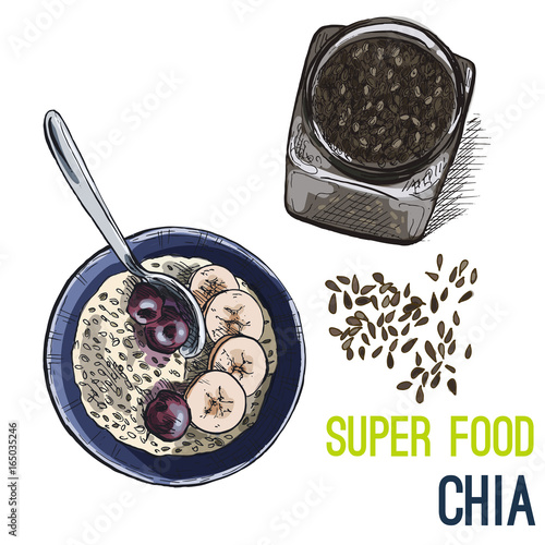 Full color super food hand drawn sketch 