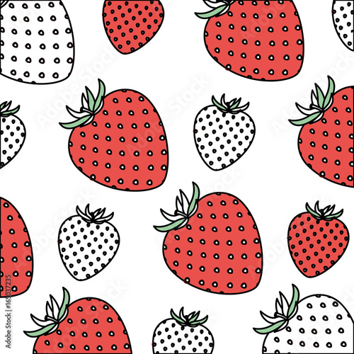 white background with pattern color sections of strawberry fruits vector illustration