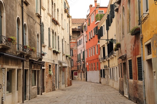 colorful houses and street view in Venice  Italy