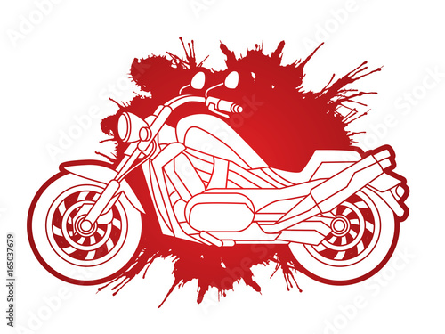 Motorbike side view designed on splatter blood background graphic vector