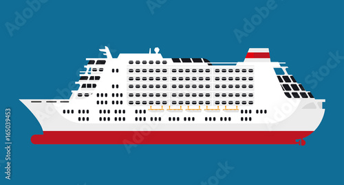 Big spacious white cruise liner isolated cartoon illustration