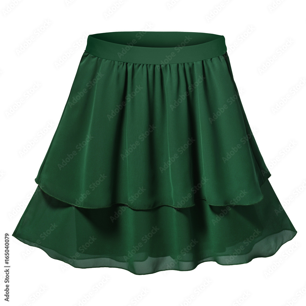 Dark green pleated two parts skirt isolated white Dark green pleated two parts skirt isolated white