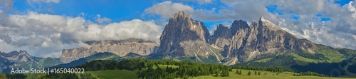 Italy south tyrol dolomites mountains Langkofel Plattkofel panoramic