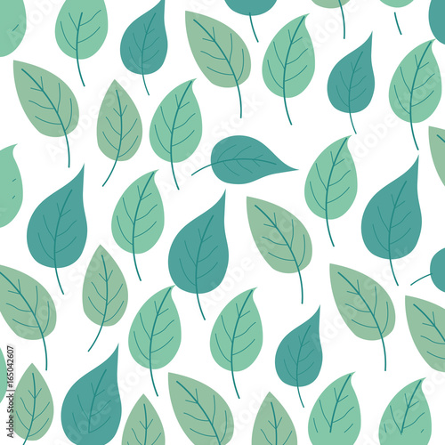 white background with colorful pattern of ovoid leaves vector illustration