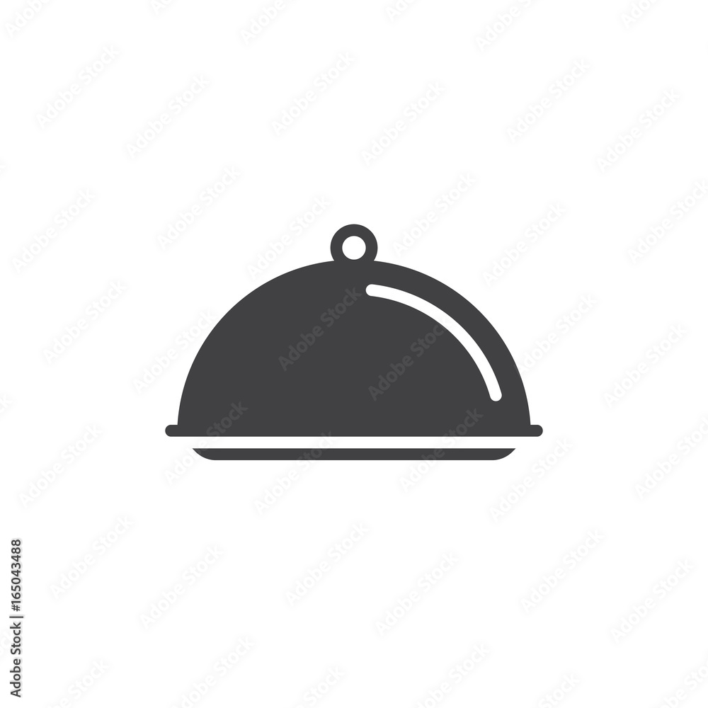 Salver dish with food cover icon vector, filled flat sign, solid pictogram isolated on white. Symbol, logo illustration. Pixel perfect vector graphics Salver dish with food cover icon vector, filled flat sign, solid pictogram isolated on white. Symbol, logo illustration. Pixel perfect vector graphics