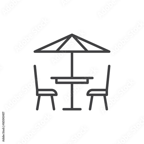 Terrace cafe line icon, outline vector sign, linear style pictogram isolated on white. Symbol, logo illustration. Editable stroke. Pixel perfect vector graphics