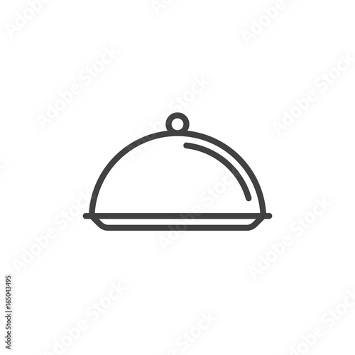 Salver dish with food cover line icon, outline vector sign, linear style pictogram isolated on white. Symbol, logo illustration. Editable stroke. Pixel perfect vector graphics