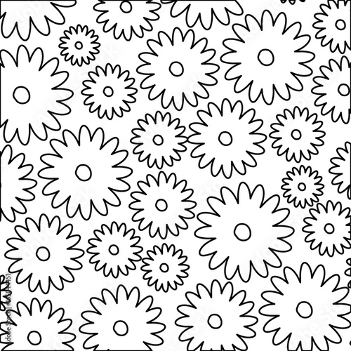 white background with monochrome pattern of daisy flowers vector illustration