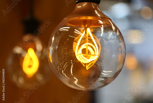 Fotografie Large electric bulb with incandescent spiral
