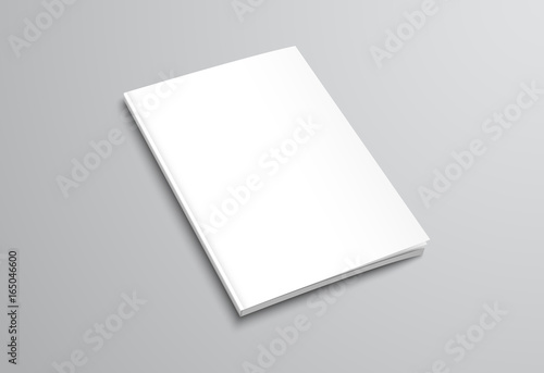 Template of white blank brochure on gray background.