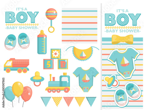 It is a boy baby shower set