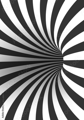 Illustration of Vector Tunnel Template. Spiral Illusion Twisted Vortex Shape