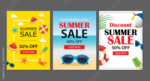 Summer sale emails background layout banners. Can be used for ,flyers, invitation, posters, brochure, voucher discount. Vector ads shopping template..