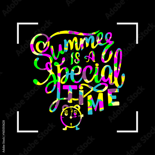 Vector illustration Brush lettering composition of Summer quotes on white background. Summer lettering for cards  posters  prints