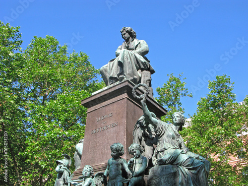 Photography Sculpture of Ludwig van Beethoven with ancient goddess and angels