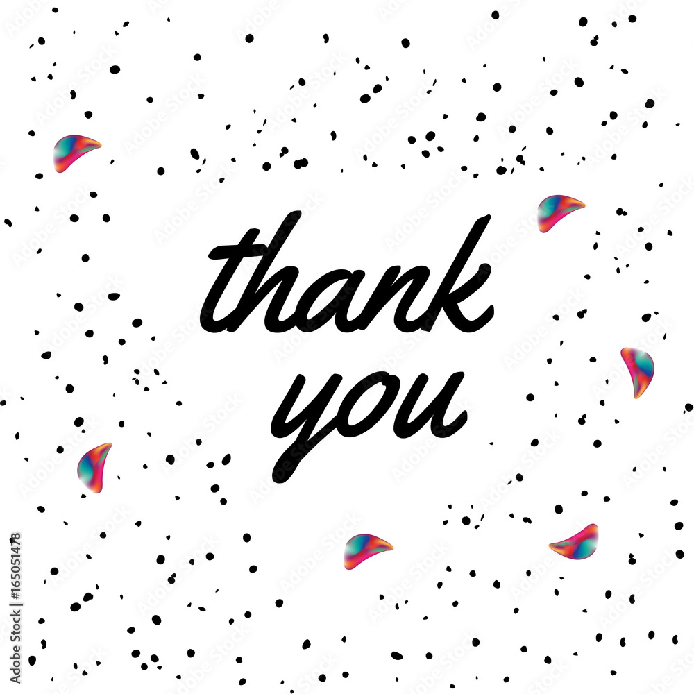 Thank you. Greeting card with calligraphy. Hand drawn design elements. Thank you. Greeting card with calligraphy. Hand drawn design elements.