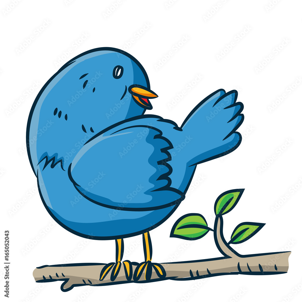 Cartoon bird on branch - Vector clipart illustration Cartoon bird on branch - Vector clipart illustration