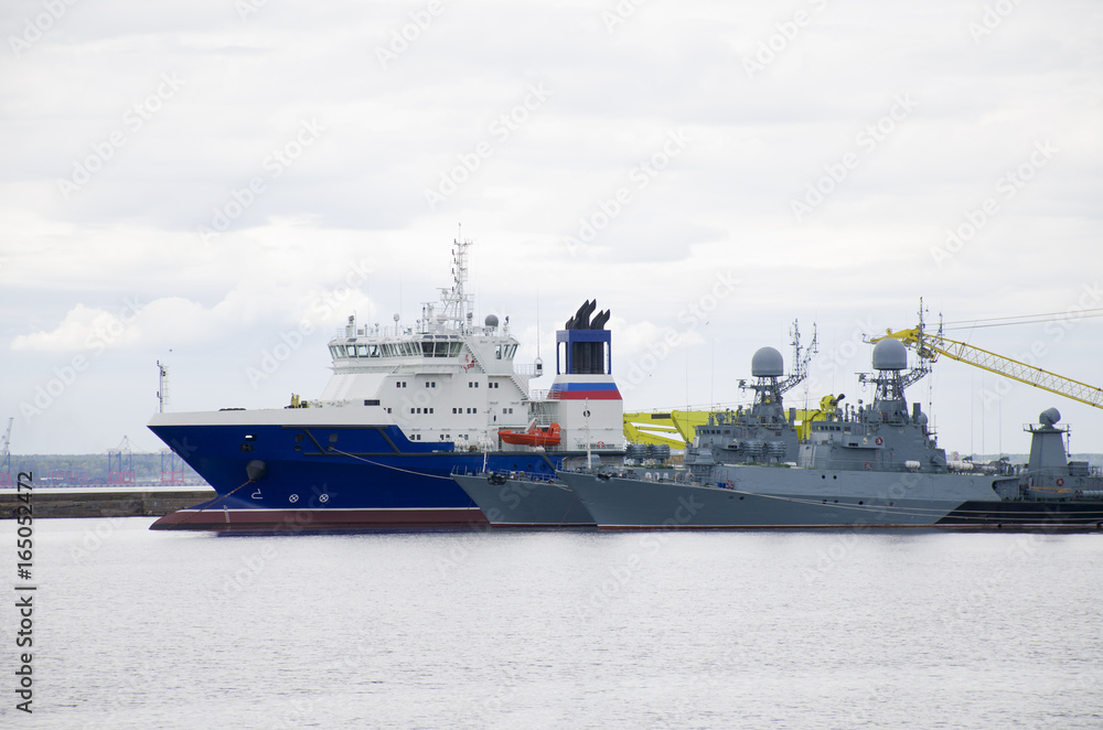The military ships in Kronstadt Russia

