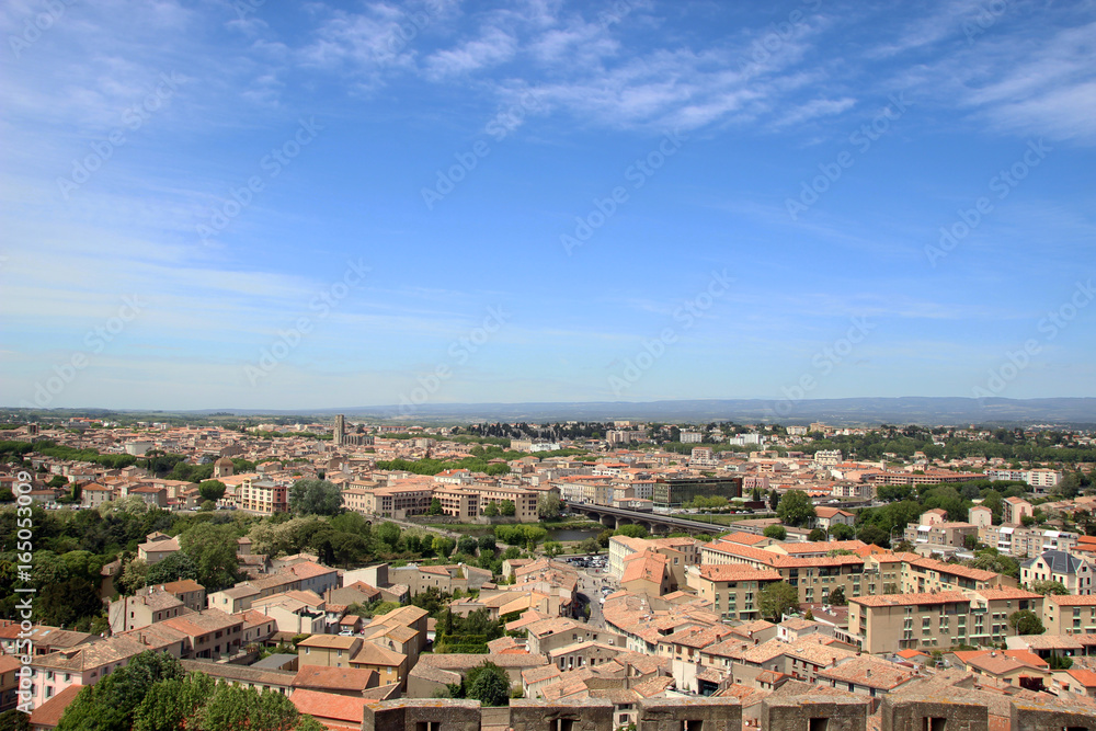 Vue des remparts de la cité médiévale de Carcassonne, France