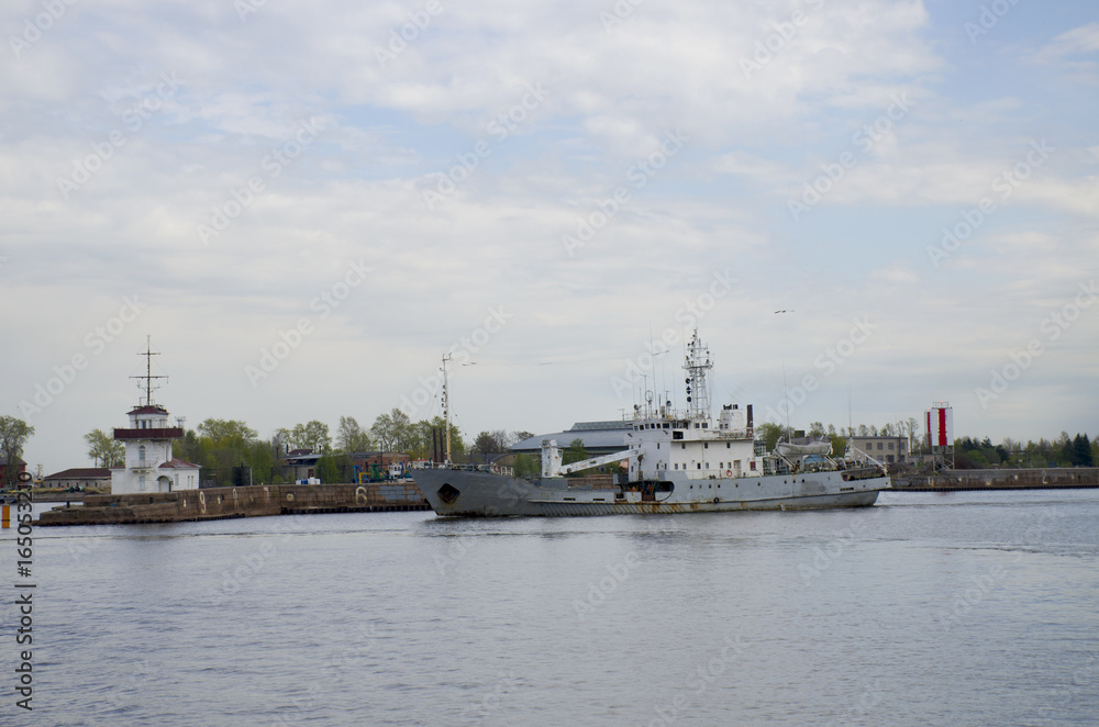 The military ships in Kronstadt Russia


