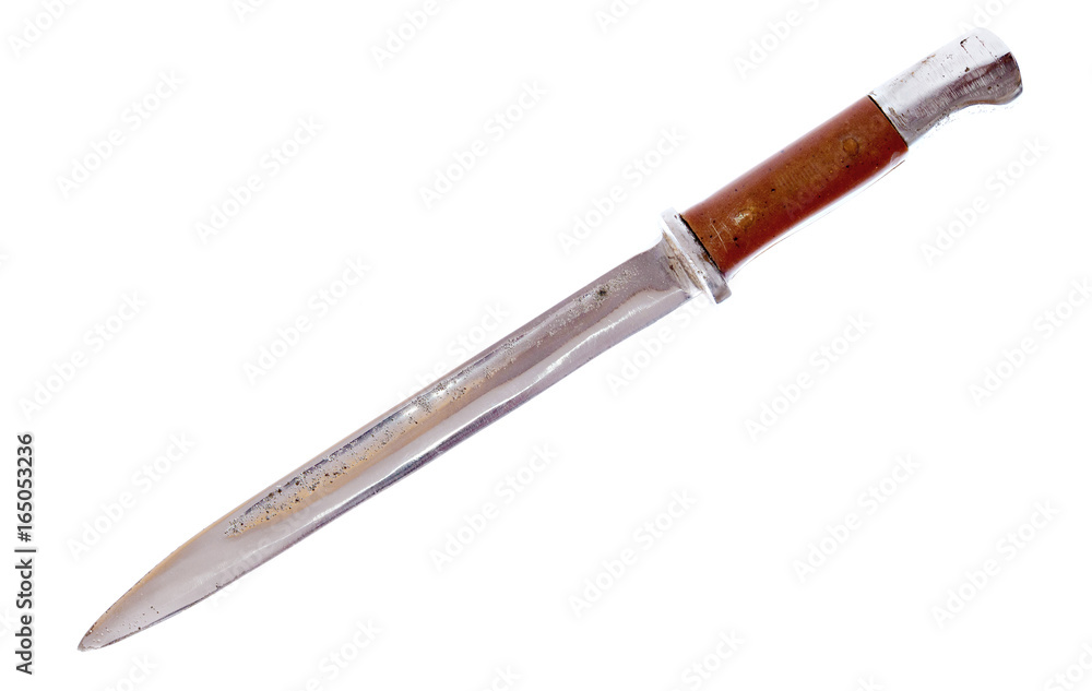 Old Rifle Bayonet Knife Dagger isolated on white. Old Rifle Bayonet Knife Dagger isolated on white.