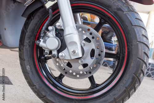 Front wheel of a sports motorcycle