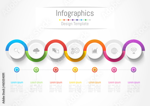 Infographic design elements for your business with 7 options, parts, steps or processes, Vector Illustration.