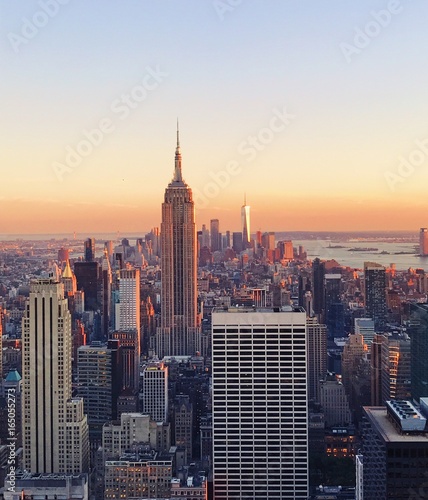 New York skyline at sunset from Top of the Rock  Rockefeller Center in Manhattan