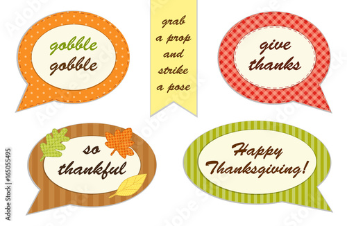 Cute set of Thanksgiving speech bubble photo booth props