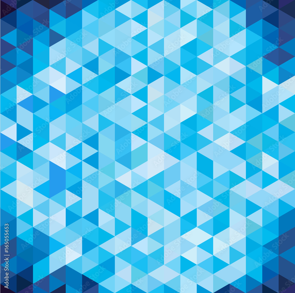 Obraz premium Abstract geometric blue triangle with copy space, isometric view, vector