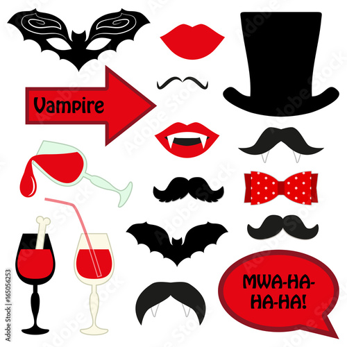 Cute set of halloween vampire photo booth props
