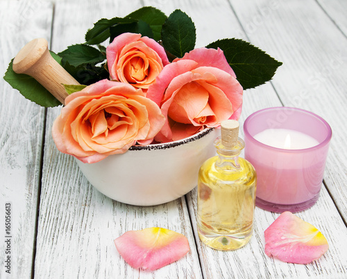 Spa concept with pink roses