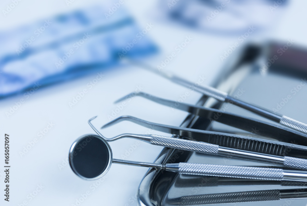 Selective focus Set of dental tools for teech care . Selective focus Set of dental tools for teech care .