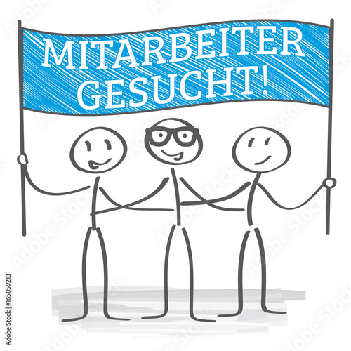 Neuer Mitarbeiter gesucht - Kollegen halten Plakat