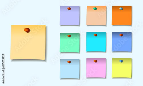 colored set of sticky notes memo. vector illustration eps
