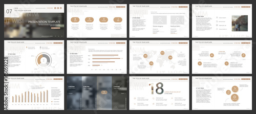Gold and gray elements for infographics on a white background. Presentation templates. Use in presentation, flyer and leaflet, corporate report, marketing, advertising, annual report, banner.