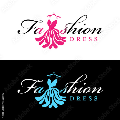 Pink and blue Fashion dress logo for fashion shop and business vector  design Stock Vector  Adobe Stock