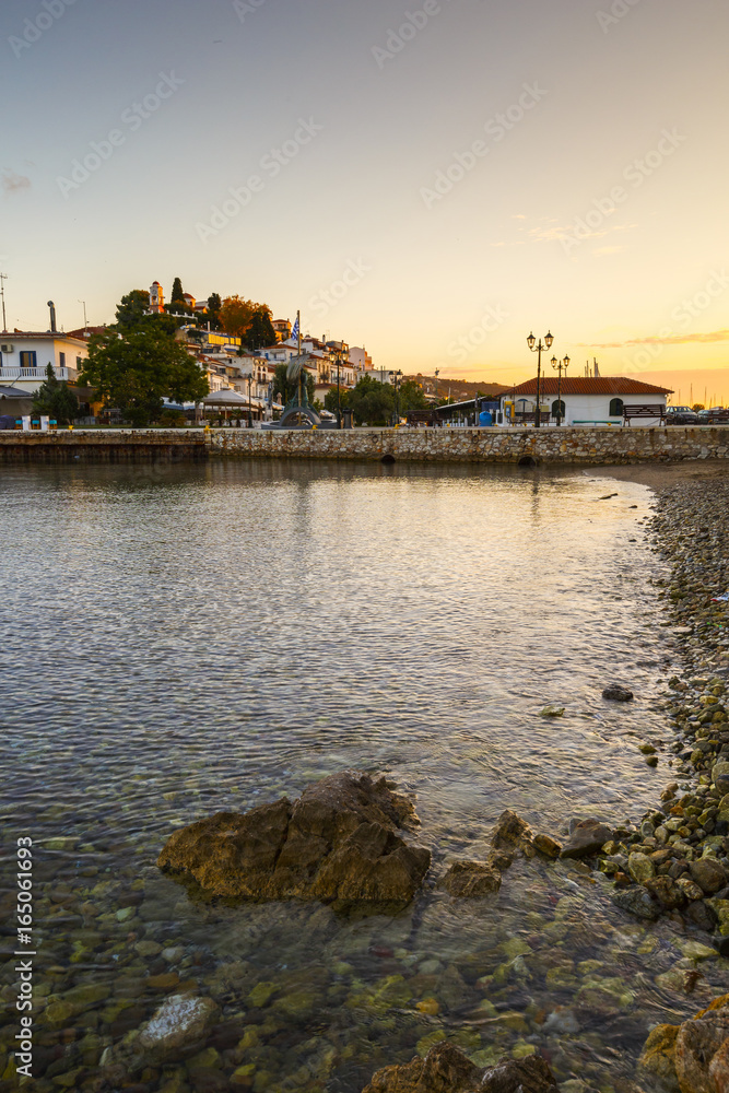 Morning view of the town on Skiathos island, Greece.
