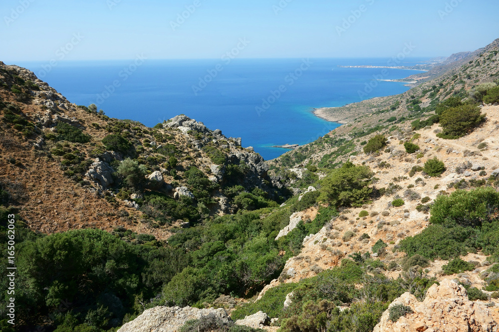 Coastline between Paleochoras and Lisos, E4 European long distance hiking path, Crete, Greece