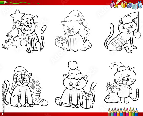 Wallpaper Mural cats on Christmas set coloring book Torontodigital.ca