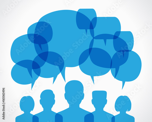 people with dialog speech bubbles